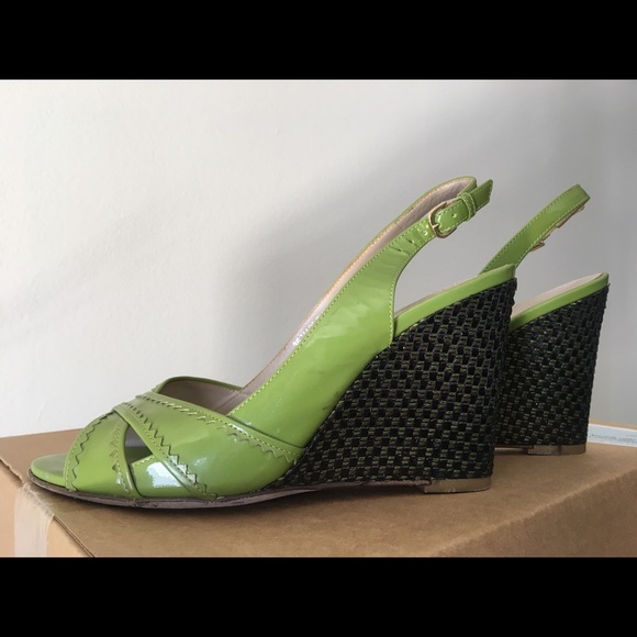 Hugo Boss Green wedge sandals size 6 - Picture 1 of 6